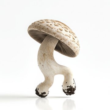 Mushroom with Two Legs on White Background