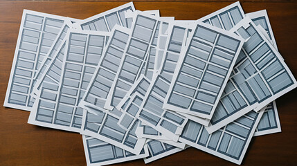 Film photography special  archival envelope slips for negative storage. 35mm and medium format photography. Film strips laying down on a table.