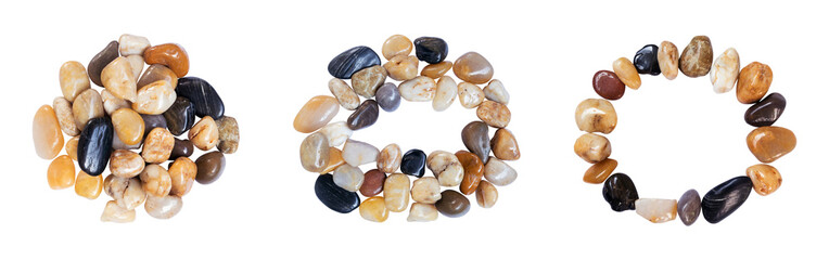 set of stone circle frame isolated on white