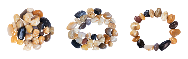 set of stone circle frame isolated on white