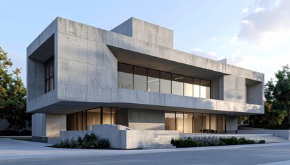 Modern Concrete Architectural Marvel in Natural Light.