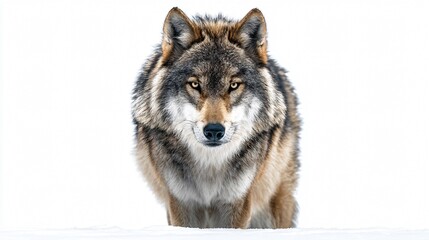 Fototapeta premium Alpha Wolf Looking Fierce Front View Isolated