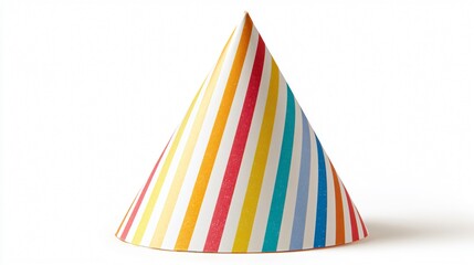 Colorful Birthday Party Cone Hat Isolated on White Background for Celebration Events