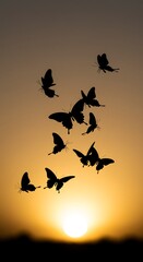 Sunset Silhouettes: Butterfly Dance AI Generated