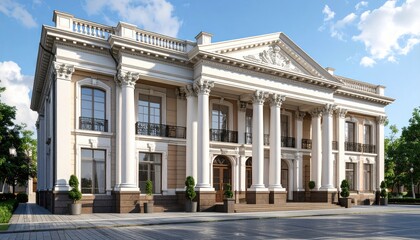 Fototapeta premium Opulent Villa Classical Columns Balcony A Luxurious Estate.