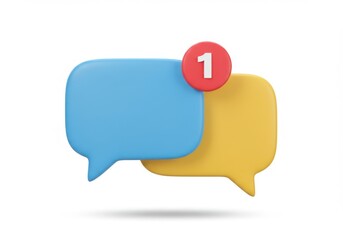 Fototapeta premium A notification icon with two speech bubbles and a red notification dot with one