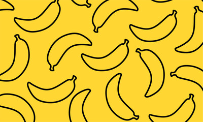 Obraz premium Banana doodle illustration. Banana food product icon, Yellow outline hand drawn. 