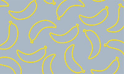 Obraz premium Banana doodle illustration. Banana food product icon, Yellow outline hand drawn. 