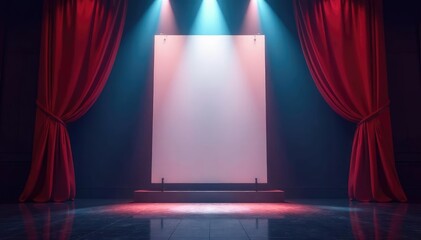 Dramatic cinematic lighting on a blank movie poster mockup, ready for your title and artwork , design, space