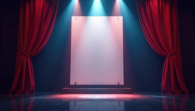 Dramatic cinematic lighting on a blank movie poster mockup, ready for your title and artwork , design, space