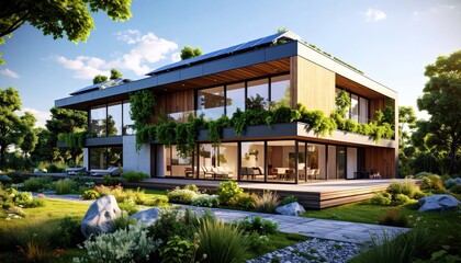 Fototapeta premium Modern Eco House Green Living in Luxury.