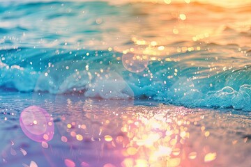 Vibrant Image of Abstract Blur Light on Sea and Ocean Water CloseUp