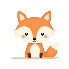 Obraz premium Cute cartoon fox with big eyes and fluffy tail.