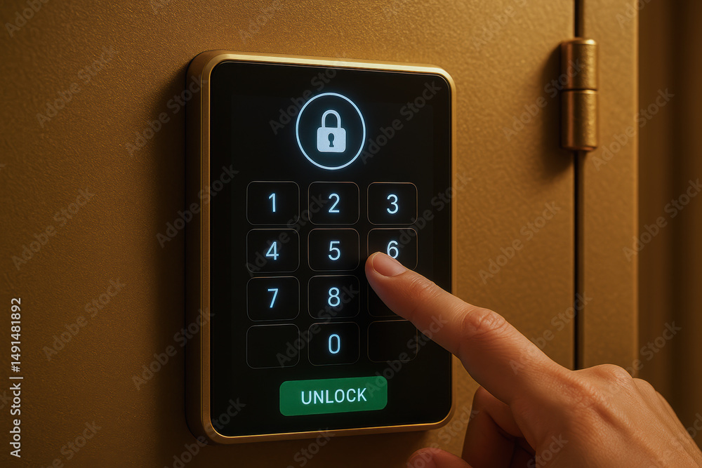 Poster secure home safe with gold finish features digital keypad for safe investment storage and easy acces