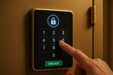 Secure home safe with gold finish features digital keypad for safe investment storage and easy access to valuable items