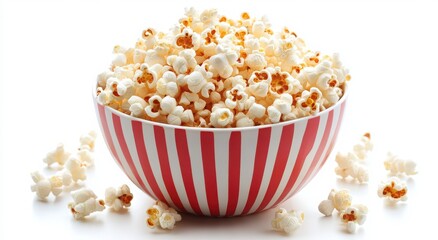 Buttery popcorn in a red and white striped bowl. Movie night!