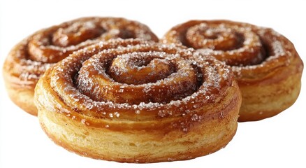 Sweet cinnamon rolls, glazed and sprinkled with sugar. A delicious treat!