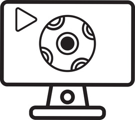 outline football video on monitor icon