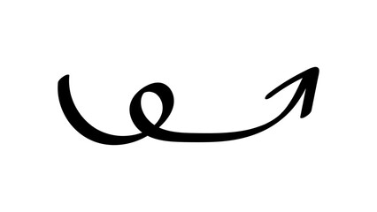 Hand-drawn swirling arrows Hand-drawn simple lines. vector illustration