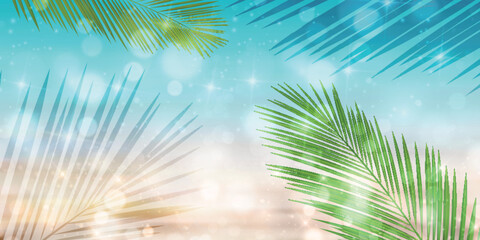 Obraz premium 青 波 夏 風景 背景