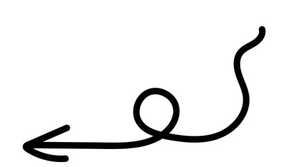 Hand-drawn swirling arrows Hand-drawn simple lines. vector illustration