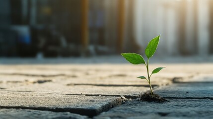 A single green vine growing through the cracks