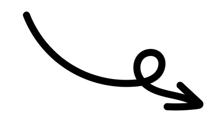 Hand-drawn swirling arrows Hand-drawn simple lines. vector illustration