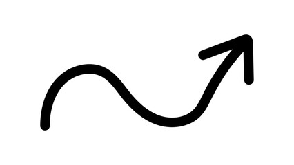 Hand-drawn swirling arrows Hand-drawn simple lines. vector illustration