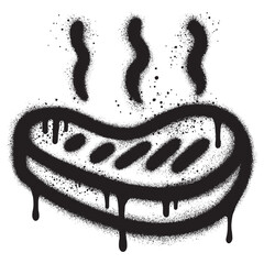 Meat graffiti with black spray paint.vector illustration.