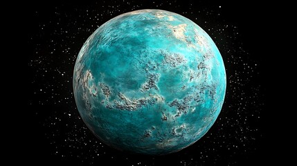 Obraz premium An extraterrestrial planet with a textured surface is isolated against a backdrop of twinkling stars