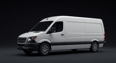 Sleek White Delivery Van Model Displayed Against a Dark Gradient Backdrop