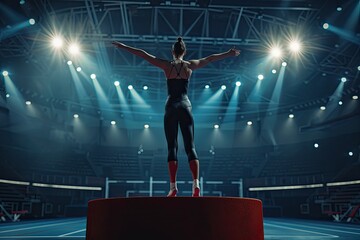 Sharp Picture of Gymnast on Podium After Competition