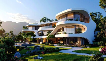 Modern Zen Villa Tranquil Luxury Retreat in Natures Embrace.