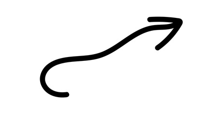 Hand-drawn swirling arrows Hand-drawn simple lines. vector illustration