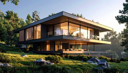 Modern Forest Home Glass  Wood Oasis.
