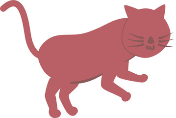 Playful Pink Cat Illustration: Simple, Flat Design