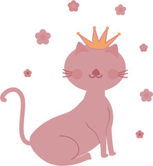 Adorable Pink Princess Cat with Floral Accents