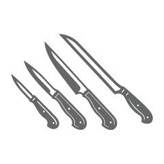 Collection of sharp knife set illustration