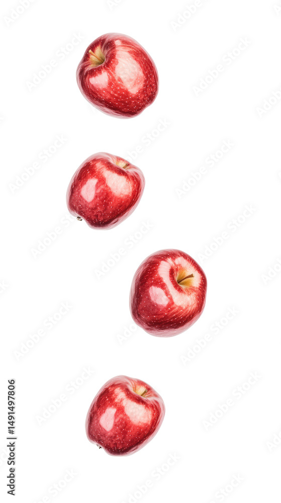 Poster fresh shiny red s arranged vertically with high detail and vibrant color isolated on white backgroun