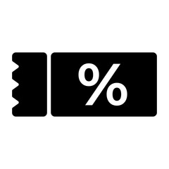 Coupon Discount Fill Icon. Black and White Paper Coupon Symbol
