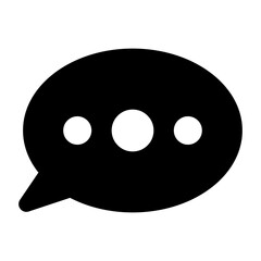 Chat Message Fill Icon. Black and White Talk Speech Bubble Symbol