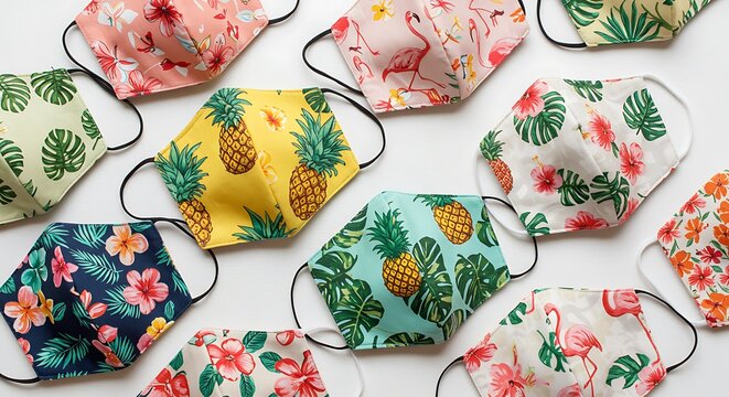 Collection of Tropical-Themed Fabric Face Masks