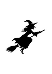 Midnight Flight of the Silhouette Witch AI Generated