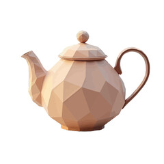 Obraz premium Lowpoly Beige Teapot 3D Render