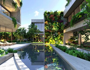 Modern Oasis Luxury Living with Vertical Garden  Reflecting Pool.