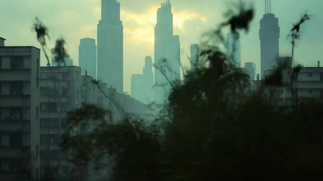 Post apocaliptic landscape of city