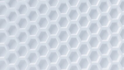 Fototapeta premium Geometric hexagonal white background suitable for technology templates, clean UI designs, or scientific presentations. The color is white with hints of cool grey.