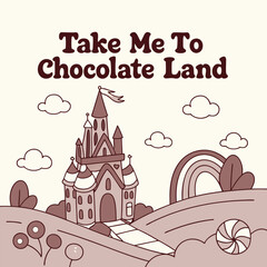 Fototapeta premium vector illustration of an old castle chocolate vector T-shirt design