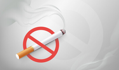 Horizontal illustration of cigarettes on a grey background on World No Smoking Day