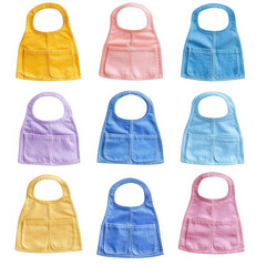 Colorful aprons displayed on transparent background